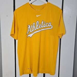 Nike Mens Oakland Athletics Dri Fit T-Shirt Medium Yellow Athletic Cut Workout